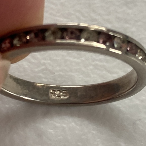 Pink & White Cubic Zirconia Sterling Silver Eternity Ring - Picture 9 of 9